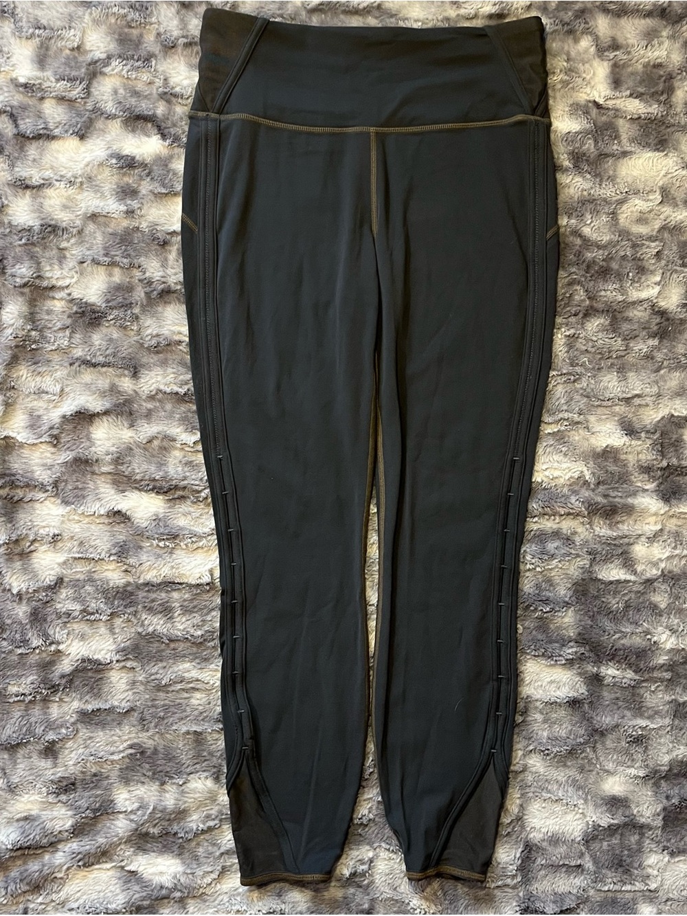Athleta Black High-Waist Leggings with Contrast Stitching